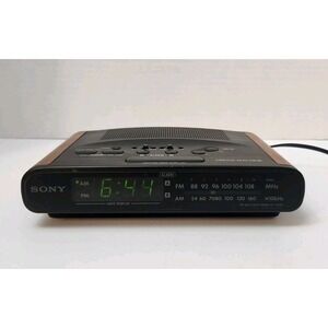 Vintage Sony Dream Machine ICF-C420 Alarm Clock Radio Wood Grain Tested Works